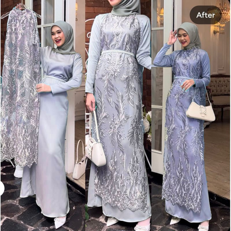 COD TERMURAH – Savina Dress Silk Fabila Vabina Dress Busui Friendly By Elnara Busana | Bahan Gamis P