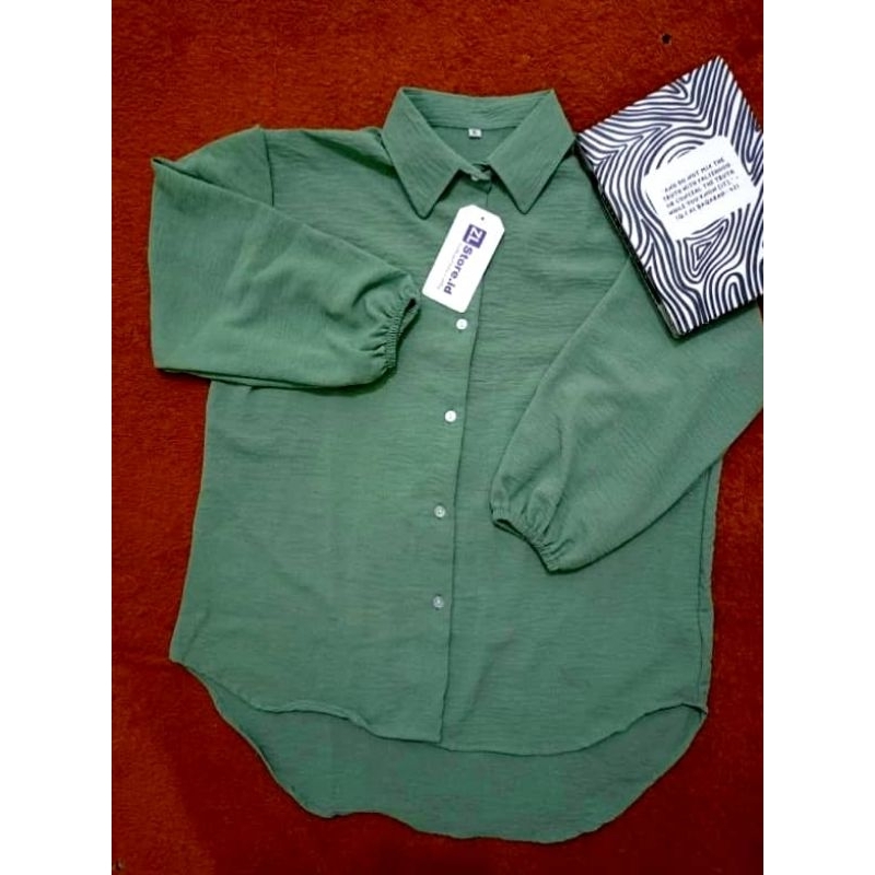 KEMEJA CEWEK POLOS LENGAN panjang kekinian