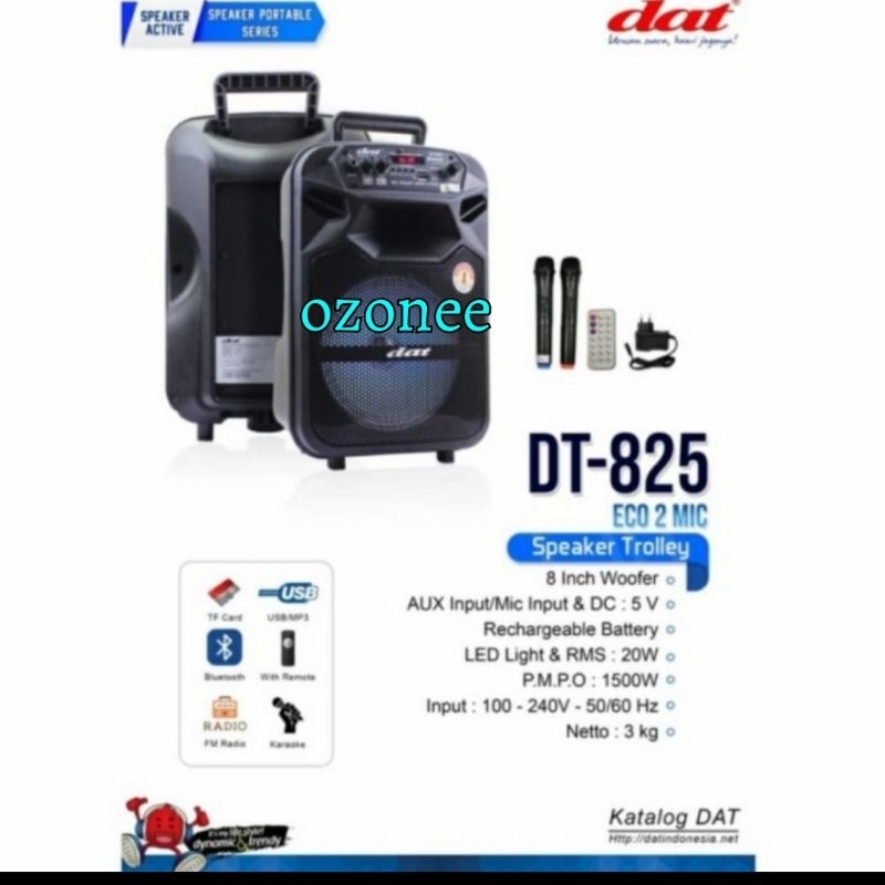 Speaker Portable Dat DT 825 Eco 8 Inch Original Dat DT825 Eco 2 Mic