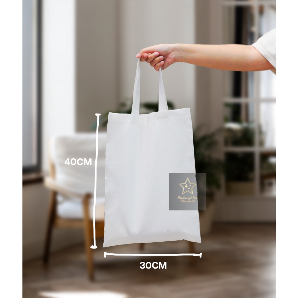 Harga Murah Tas totebag wanita bahan blacu putih polos murah grosir ukuran 30x40