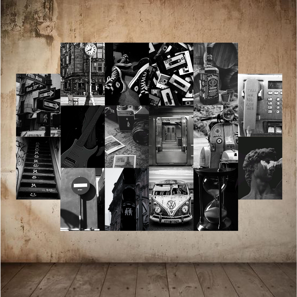 Poster Dinding Black White Aesthetic (16PCS) Ukuran A4 A5 A6 | Isi 16 PCS Poster Aesthetic  [R21] Hi