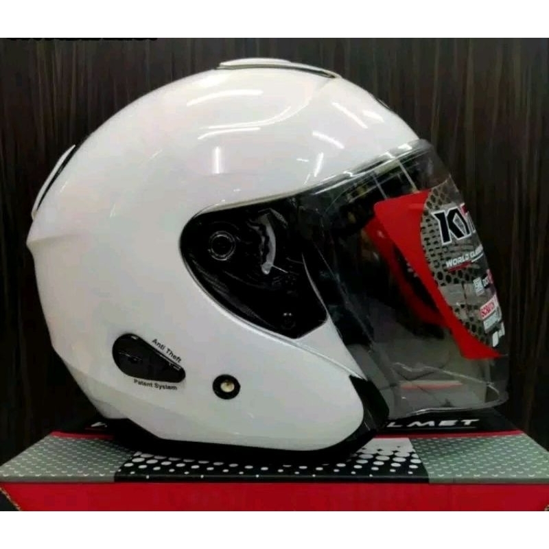 KYT KYOTO R WHITE PLAIN GLOSSY SOLID ORIGINAL | HELM HALF FACE WARNA PUTIH POLOS ORI SNI DOT