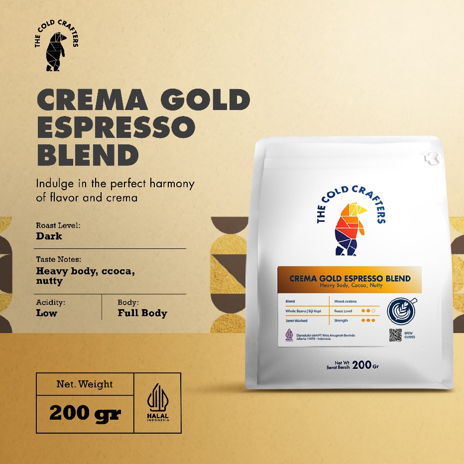 

[KODE PRODUK YMJQL6655] Crema Gold Espresso Blend Arabica Mix Coffee Arabika Biji Kopi Bubuk