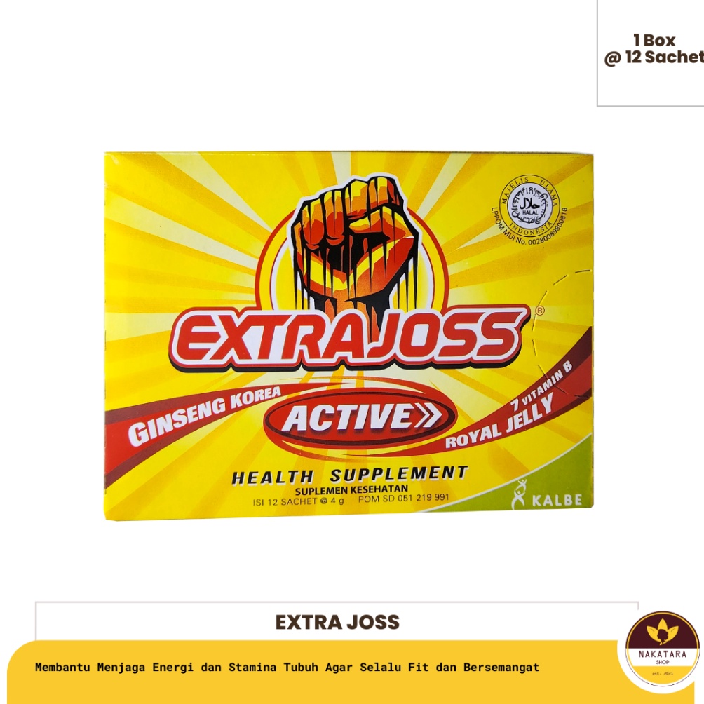 

Sal3 EXTRA JOSS MINUMAN BERENERGI KEMASAN DUS ISI 12 SACHET Stok Sedikit