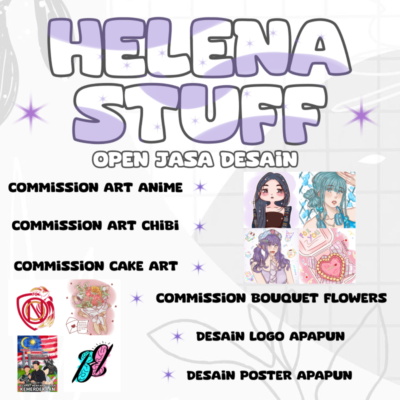 Jasa desain logo / commission art (anime / chibi / bouquet flowers / cake art)