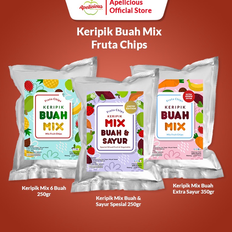 

Buru@n Beli APELICIOUS KERIPIK BUAH MIX 250g (MIX 6 BUAH) / KERIPIK BUAH SAYUR MIX 350g Fruta Apelicious [40]