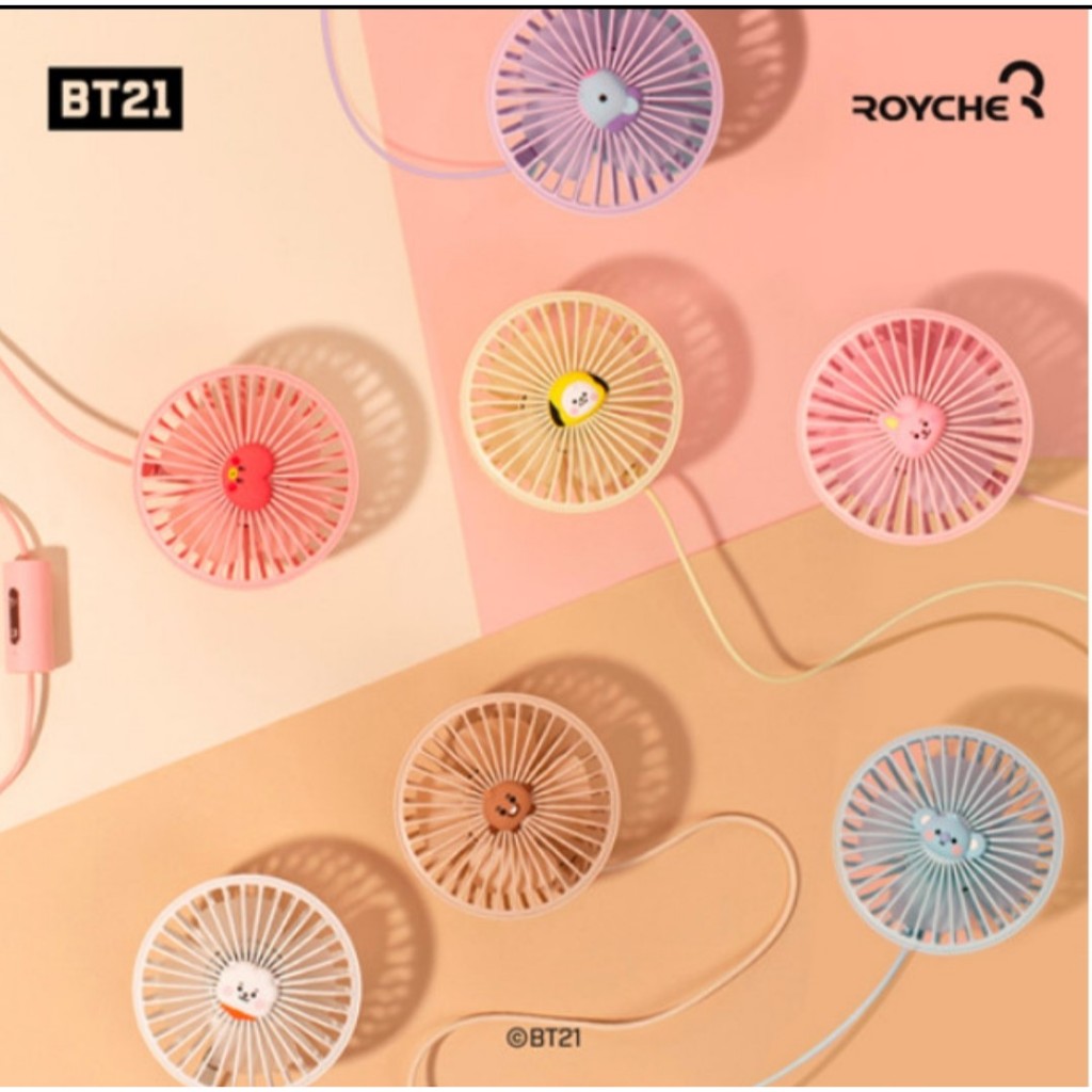 LED USB Fan Baby Chimmy Jimin BT21 Kipas Elektrik Mobil Dengan Lampu LED BTS Official Merchandise