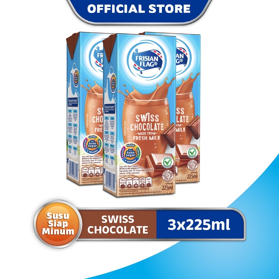 

[✪P47$] Frisian Flag Susu UHT Swiss Chocolate 3 x 225 ml [184]