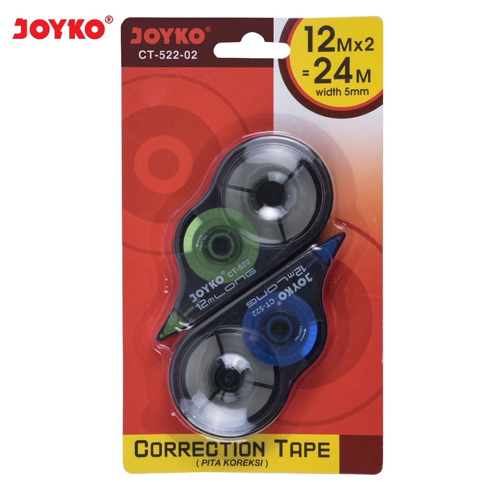 

Terk1n1 Correction Tape Pita Koreksi Joyko CT-522-02 1 Set 2 Pcs Trendy