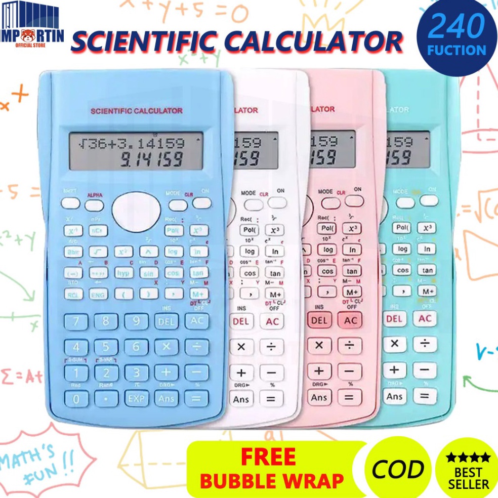 

[❋S90/] Kalkulator Scientific Color 240 Function/ Calculator Ujian Sin Cos Tan Function/ Kalkulator Sekolah 240 Fungsi Warna Warni/ Scientific Calculator 240 Function Stock Masih Banyak