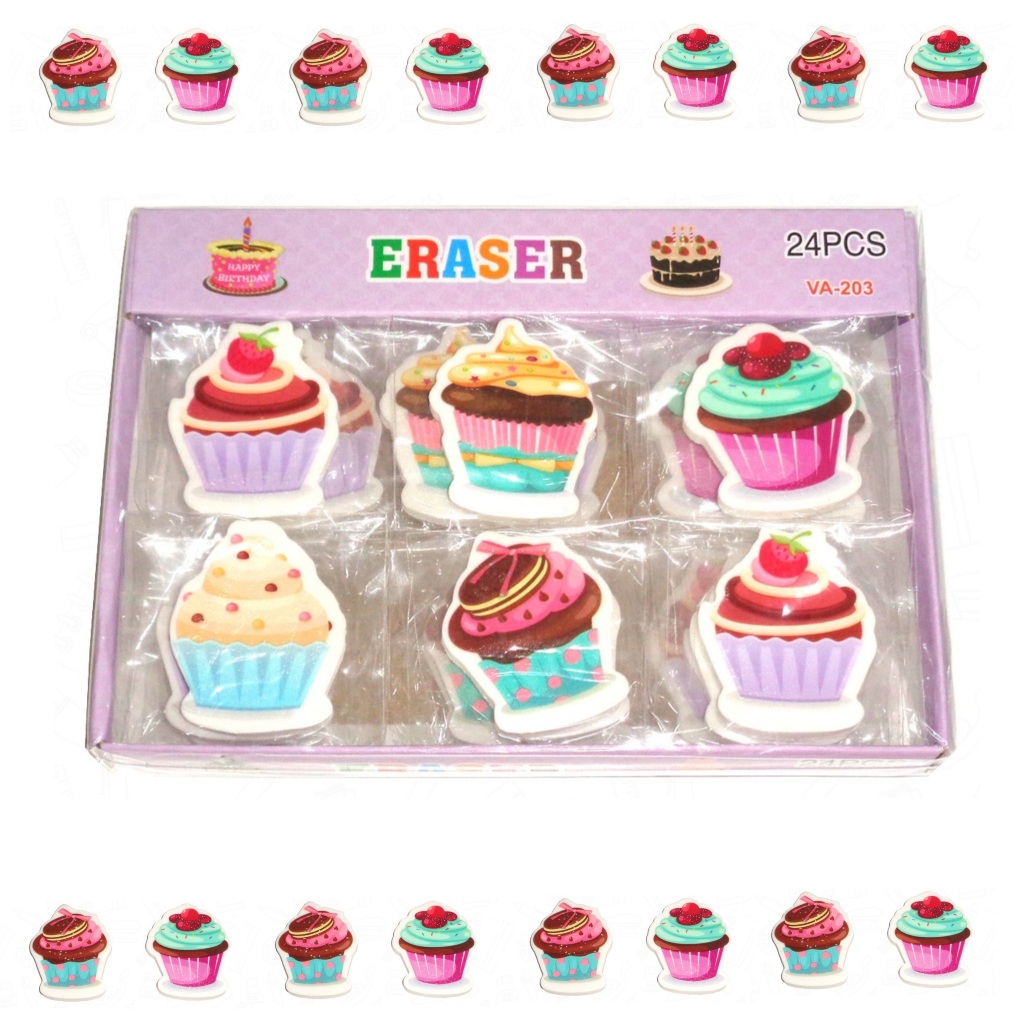 

1 BOX / 24 Pcs Eraser Karakter Motif Cup Cake VA-203