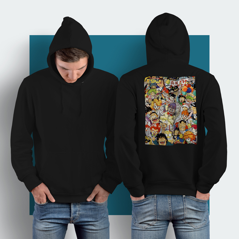 Jaket Hoodie Dr. Slump Manga Series Hoodie Jumper Pullover & Zipper (Ritsleting) Bahan Cotton Fleece