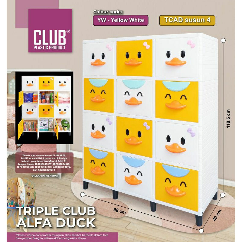 CLUB Plastik Triple Alfa Duck Susun 4 - Lemari Bebek 12 Pintu - Lemari Plastik - Kabinet Serbaguna