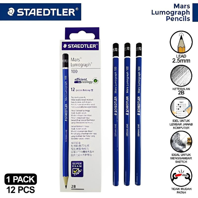 

PENSIL STAEDTLER 2B 100℅ ORIGINAL (12PCS) / 1 Pack