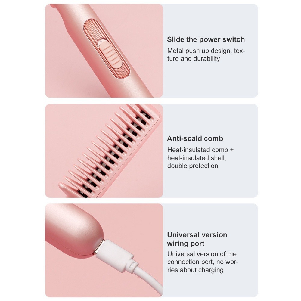 RK JE.ID Sisir Pelurus Rambut Tanpa Kabel Catokan Pelurus Rambut Sisir Catokan Pelurus Curly Rambut