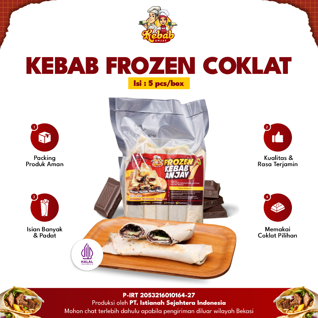 

Kebab Frozen Cokelat Full Coklat Lumer 1 Pack Isi 5pc Premium Cemilan Frozen Halal Homemade Frozen Food Praktis Siap Masak