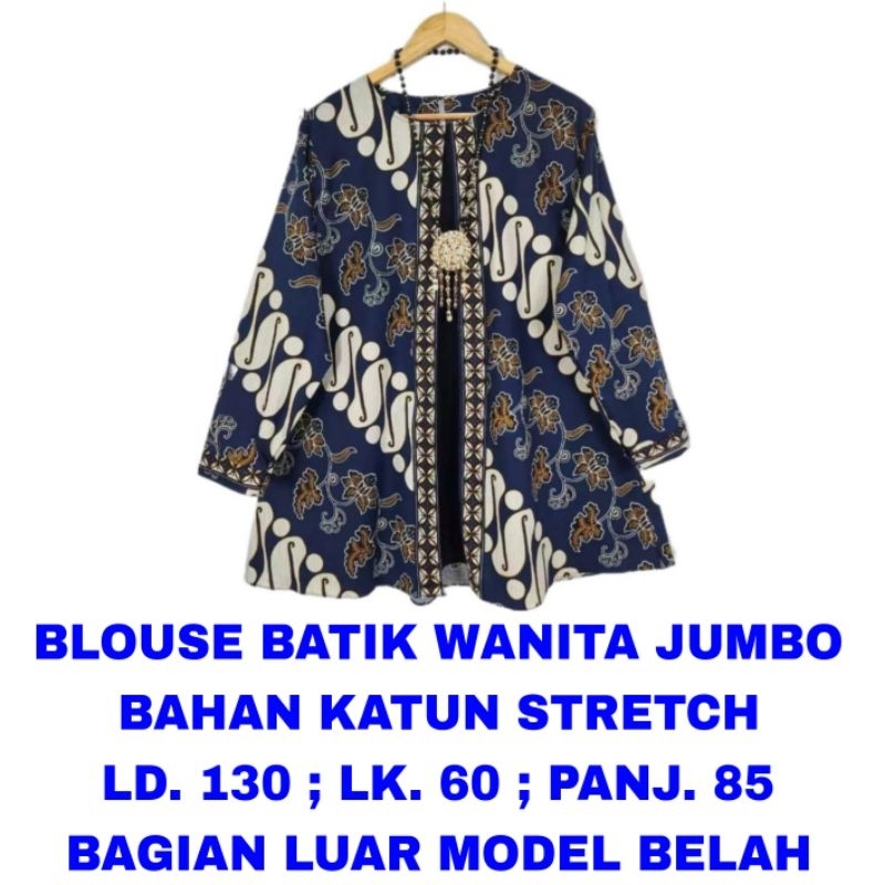 WK BLOUSE BATIK WANITA JUMBO LD. 130 MODEL BELAH BAJU ATASAN MODEL TERBARU MUSLIM HIJABER