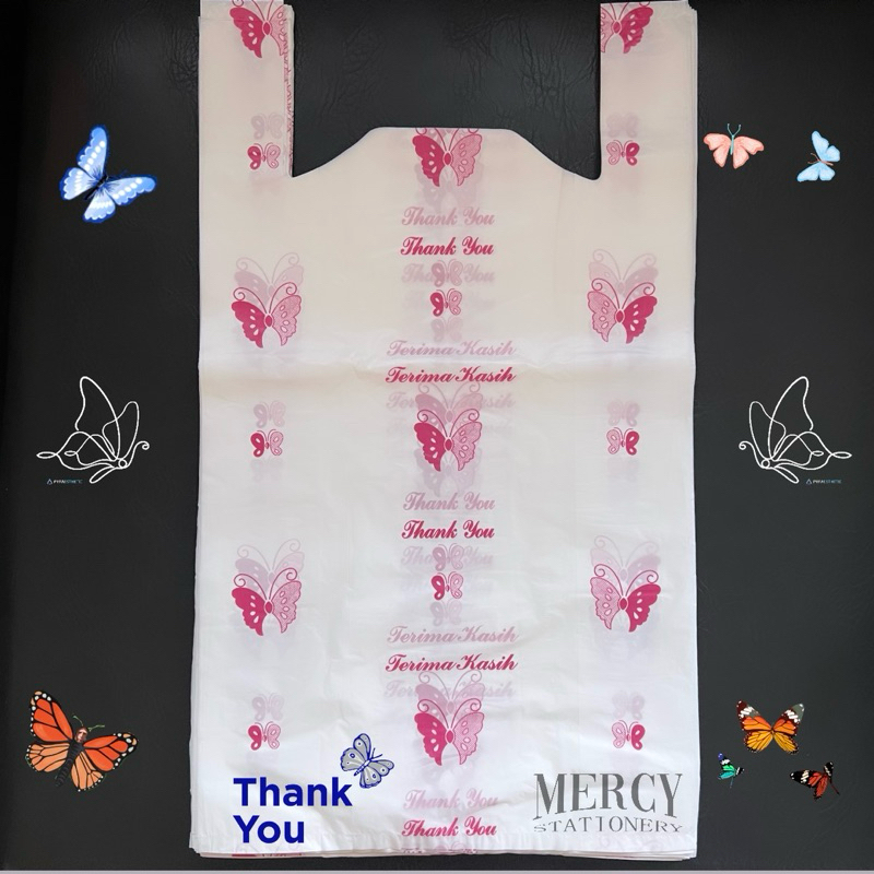 Kresek 28 X 48 X 02 Besar Hitam Putih Thank You Tas Plastik HDPE Bintang Kilat Bola Api Tanggung Kre