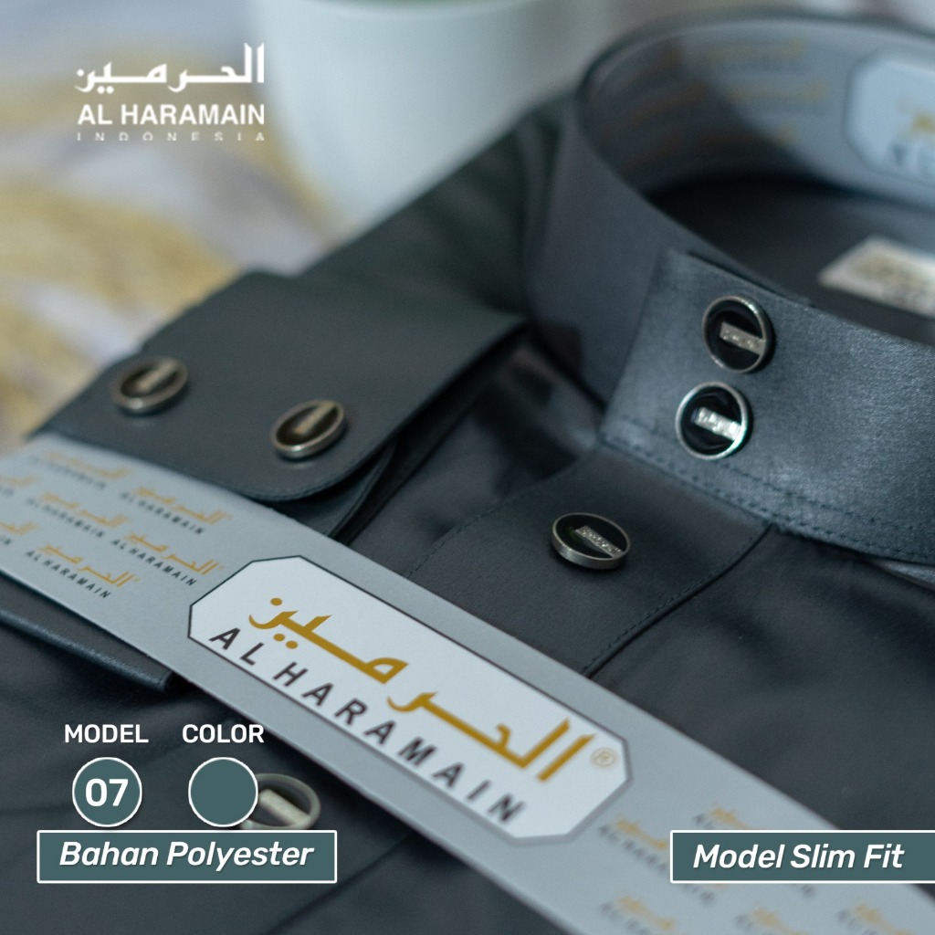 AL Haramain Jubah / Gamis Dewasa Slimfit Premium Manset (07) | Hijau Lumut | Hijau Botol-3