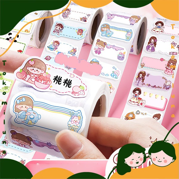 

1 roll isi 300 pcs sticker label nama cute lucu HB1610
