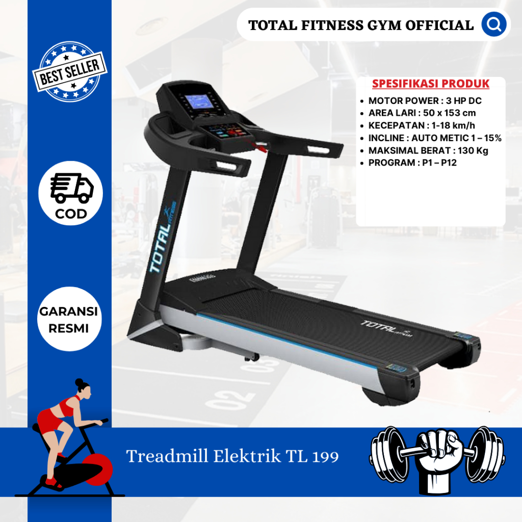 treadmill - treadmill elektrik tl 199 - tredmill - treatmill alat olahraga - treadmill lipat tl199 -