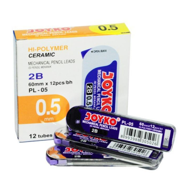 

(12 tube) ISI PENSIL MEKANIK 2B 0.5mm / ISI ULANG REFILL PENSIL CETEK JOYKO
