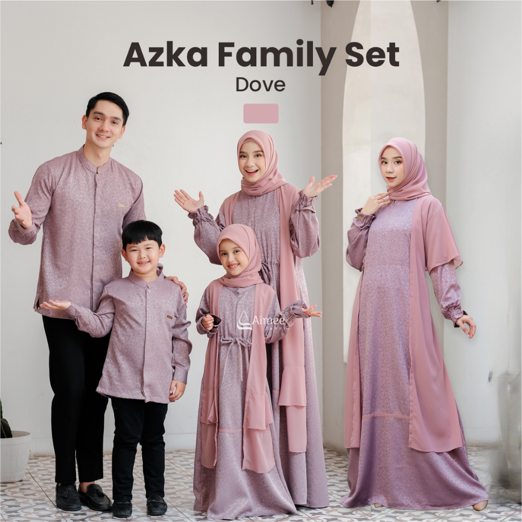 [READY STOCK] Aimee Label - Sarimbit Keluarga AZKA Set Family (Dove) Baju Muslim Couple 2026