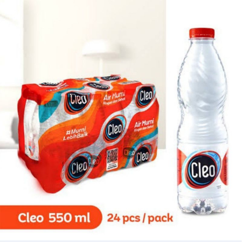 

cleo botol 550 ml 1 pak isi 24