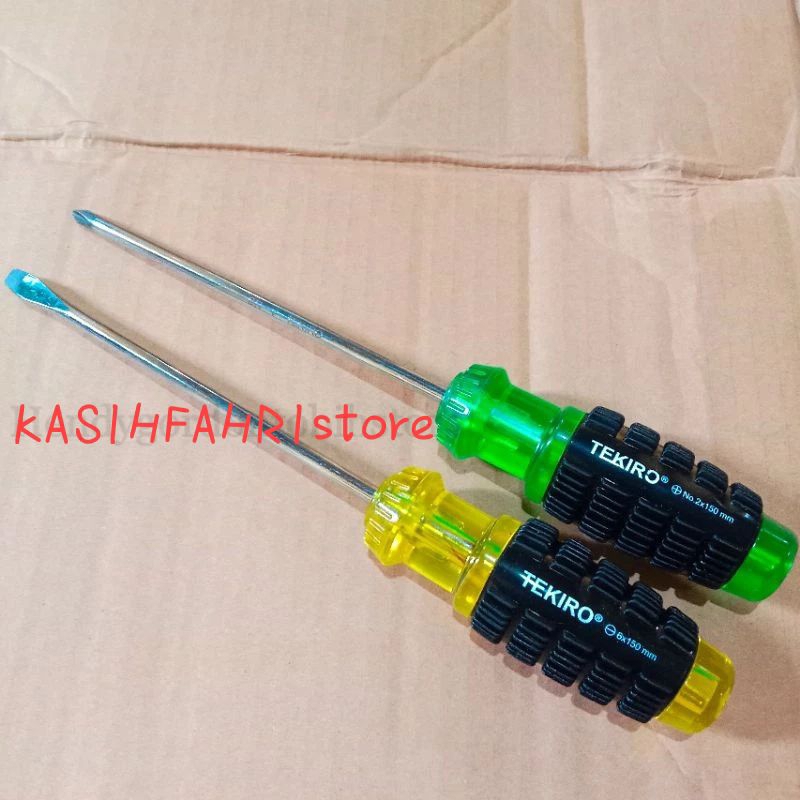 OBENG TEKIRO SET 2 PCS / TEKIRO OBENG GAGANG KARET 150MM MIN PLUS OBENG 6