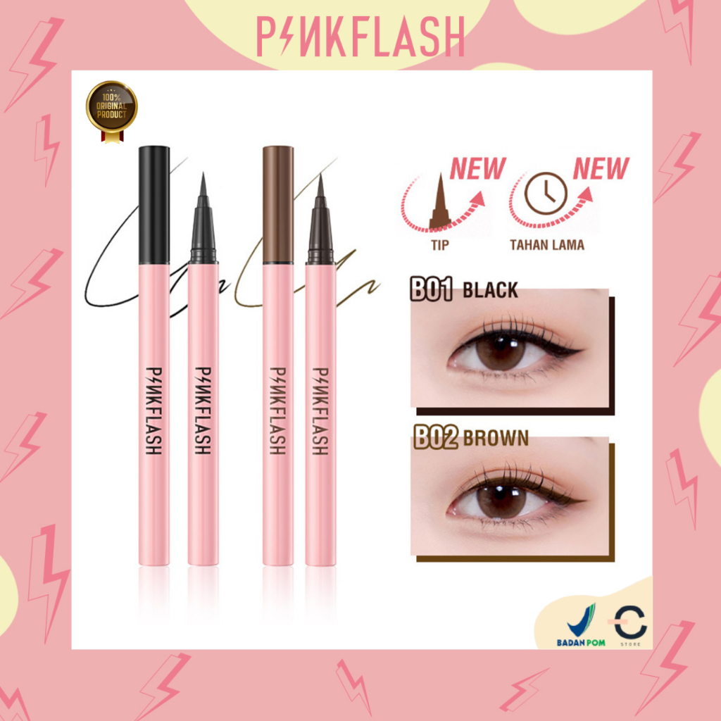 [ORI BPOM] PINKFLASH Waterproof Liquid Eyeliner Pencil Anti Air Tahan Lama Pigmentasi Tinggi | PINKF