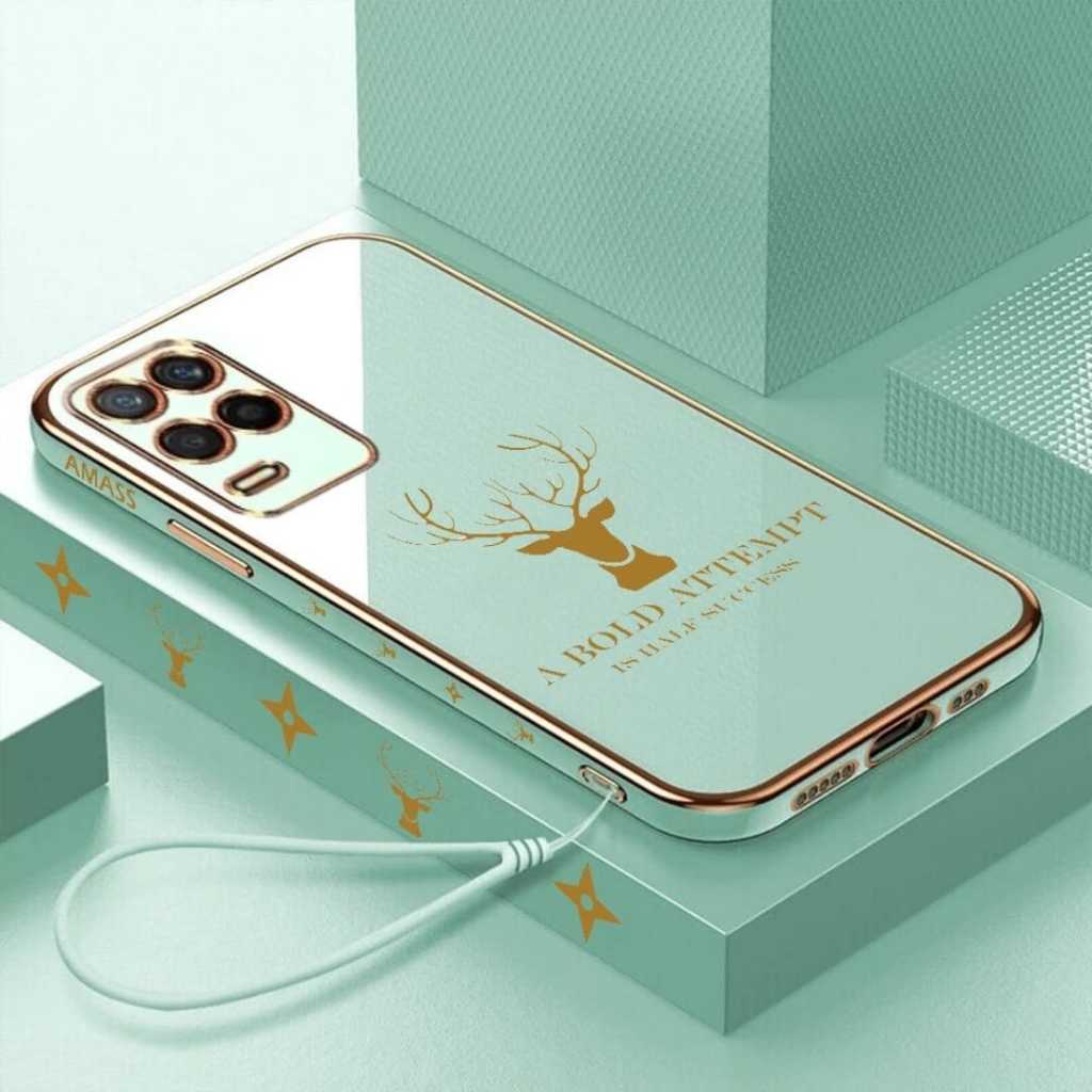 Deer Case Oppo A54 4G Motif Kepala Rusa Berlapis Sampul Silikon Gratis Tali