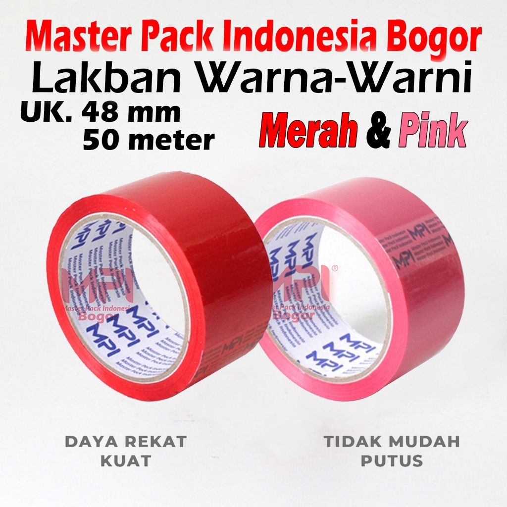 

Lakban Warna Merah & Warna Pink 48 mm x 50 Meter / Lakban Warna Warni - Lakban Warna Master Pack Indonesia Bogor