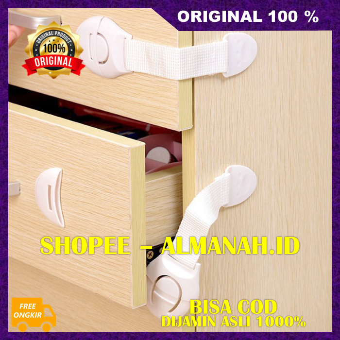 [BISA COD] BELI 1 GRATIS 4 Kunci Keselamatan Anak Pengaman Pengunci Laci Rak Pintu Lemari Kulkas ASL