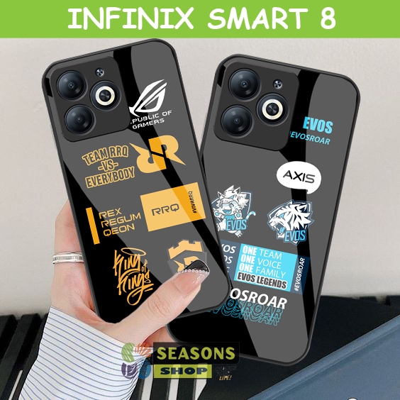 Softcase Kaca Case Infinix Smart 8 Terbaru 2023 Full Cover Pelindung Kamera Handphone Motif EVOS RRQ