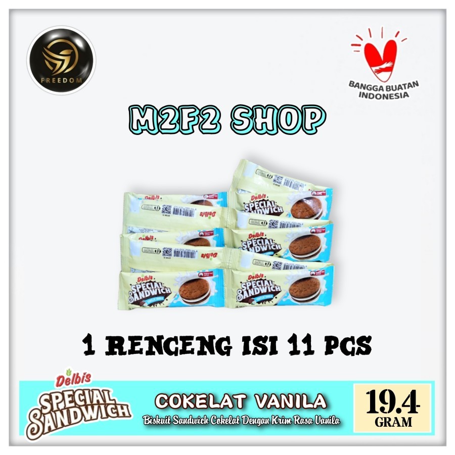 

Delbis Special Sandwich Cokelat Vanila Sachet - 19,4 gr (Kemasan 1 Renceng)