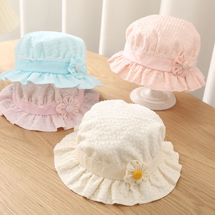 ➧➣✩✸ 3-9 bulan Topi Anak Bayi Model Renda Putih