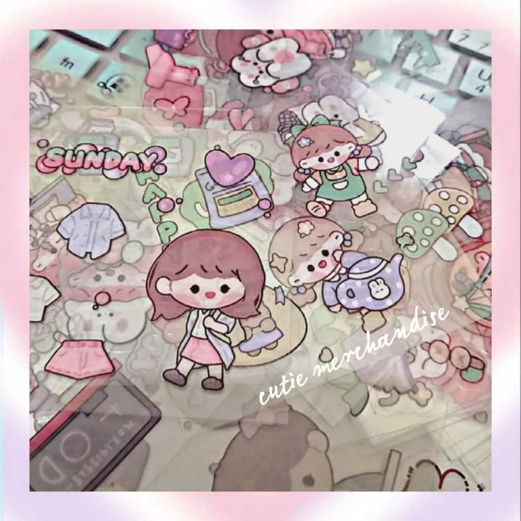 

[10 pcs] Aesthetic Sticker Box Character Karakter Anak Cewek Kotak Stiker Set Stiker murah bisa cod