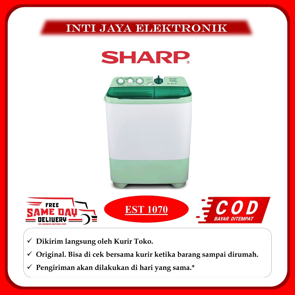 MESIN CUCI SHARP 10KG 2 TABUNG ES-T 1070 10 KG EST 1070 EST1070