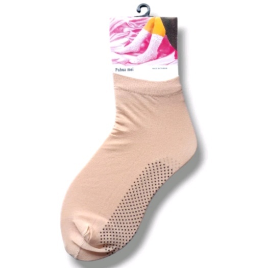 6 Pasang kaos kaki stocking wanita warna kulit bintik anti slip pendek tipis transparan