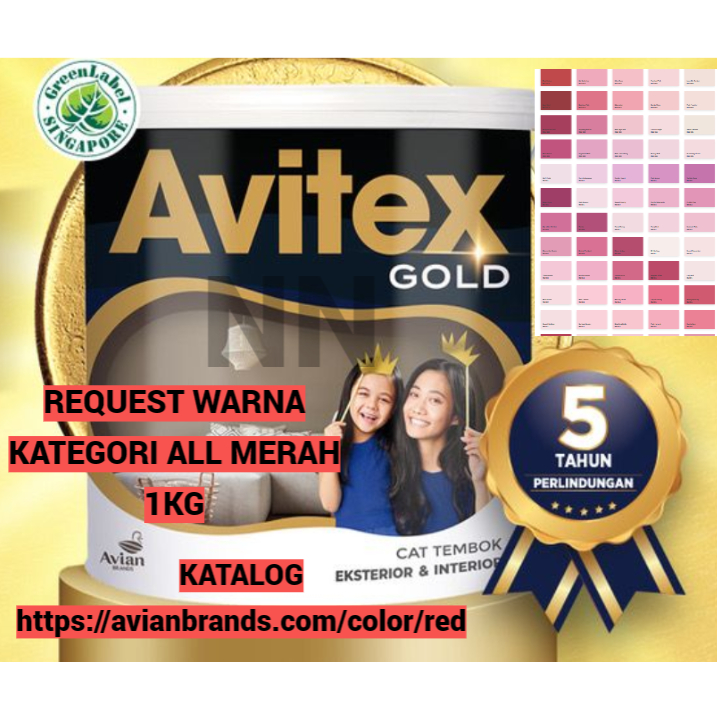 CAT TEMBOK AVITEX 1KG REQUEST WARNA MERAH AVITEX GOLD CAT DINDING CAT EXTERIOR CAT INTERIOR