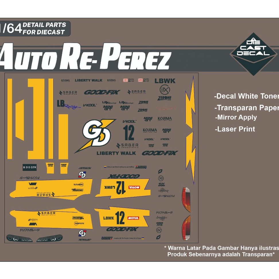 Terdepan [White Toner]Decal Hotwheels Autoreperez - Livery Garasi Drift S15 LBWK