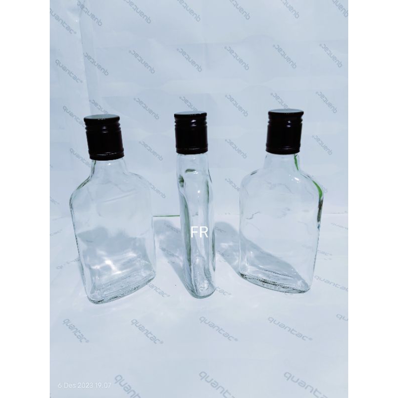 botol kaca oval 200ml botol gepeng 250ml tutup segel alumunium panjang
