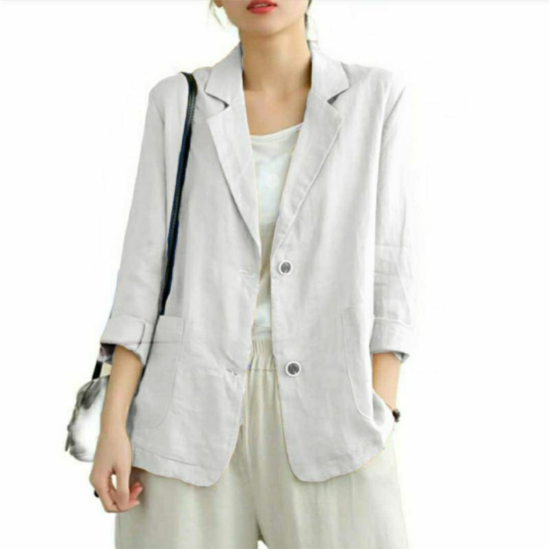 Promo Terbaru Blazer Jumbo Wanita Linen Ld 100Cm Sampai 140Cm Dumma Blazer Blazer Korea Blazer