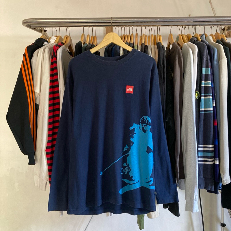 Kaos Longsleeve TNF Navy Blue Second Original