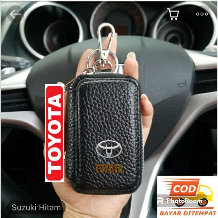 Dompet STNK Resleting / Gantungan Kunci / Mainan Konci Mobil Motor Logo TOYOTA Bahan Berkualitas - C