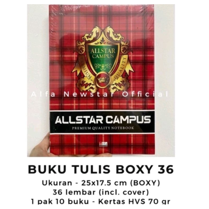 

BUKU TULIS ALFA CAMPUS ISI36 LEMBAR 1 PAK ISI 10 BUKU