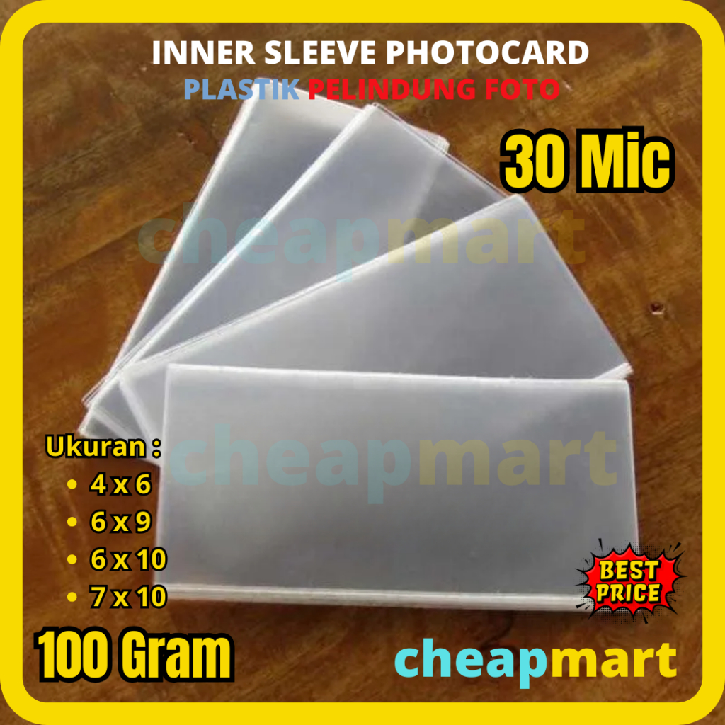 [100 Gram] Inner Sleeve Photocard 4x6 / 5x9 / 6x10 / 7x10 Plastik Pelindung Foto Photocard Kartu Kpo