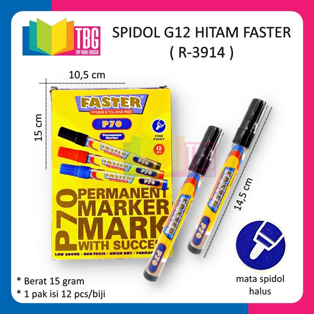 

1 PCS SPIDOL G12 HITAM FASTER / SPIDOL PERMANENT/ MARKER PERMANENT FASTER (R-3914)