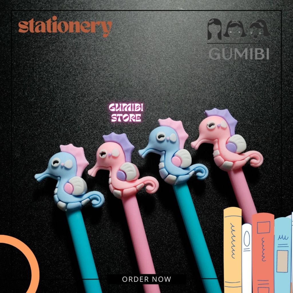 

(12pcs) Pulpen Gel Kuda Laut Pen Lucu Bolpen Cute Imut Motif Sea Horse Pen Kuda Lusinan Grosir
