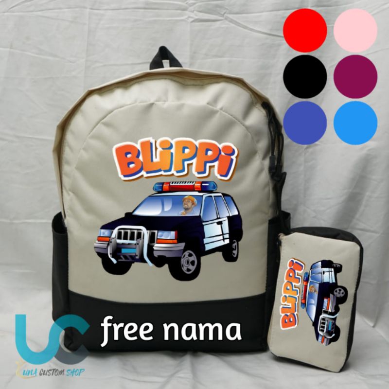 Tas Ransel Anak Sekolah TK/SD Custom Gambar Blippi Set Tas Pensil {FREE NAME}